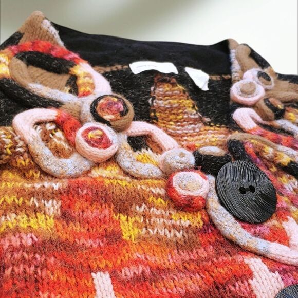 Anthropologie Sleeping On Snow Wool Blend Long Funky Cardigan Sweater Womens XS - Picture 3 of 9